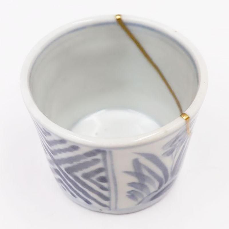 伊万里焼　蕎麦猪口　染付　湯呑み 金継ぎ】手描き 染付 湯呑 蕎麦猪口 カップ 小鉢 骨董 和食器