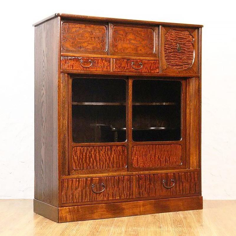 明治時代後期の杉製帳場箪笥｜幅75.5奥行37高さ73｜繊細な収納家具