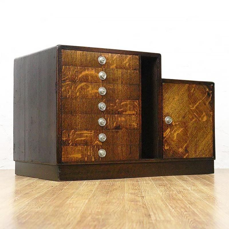 小引き出し 棚 昭和レトロ ミニキャビネット インテリア 当時物 アンティーク キャビネット 二段小引出しキャビネット 日本製 昭和初期 桐製