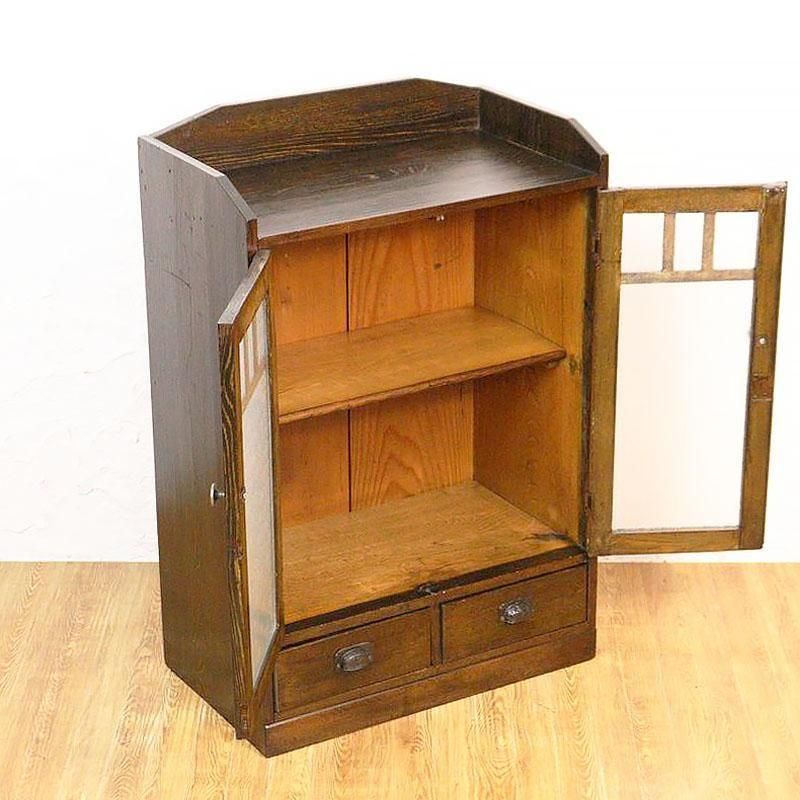 ダイヤガラス 本棚 水屋 小ぶり ブック棚 キャビネット 昭和レトロ 透かし彫り ダイヤガラス 本棚 水屋 小ぶり ブック棚 キャビネット 昭和