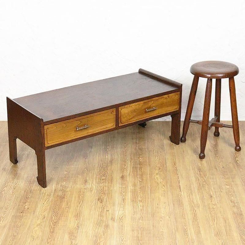 油*光様 アンティーク机　昭和レトロ　両袖引出し付き 座机 文机 和室机 ヴィン 油*光様 アンティーク机 昭和レトロ 両袖引出し付き 座机 文机 和室