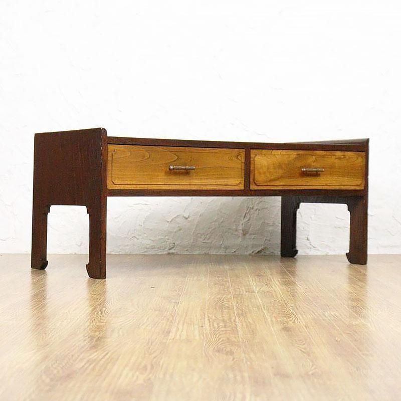 座机 昭和初期の桐とケヤキの和風引出し付きアンティーク