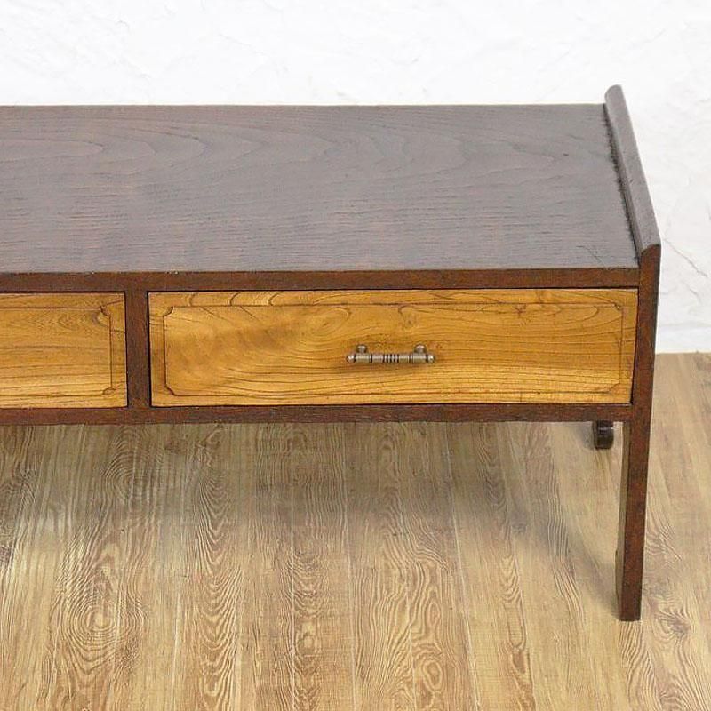昭和レトロ　越後民芸　無垢材　座敷机　和机 　古家具　古民家　当時物 座机 昭和初期の桐とケヤキの和風引出し付きアンティーク