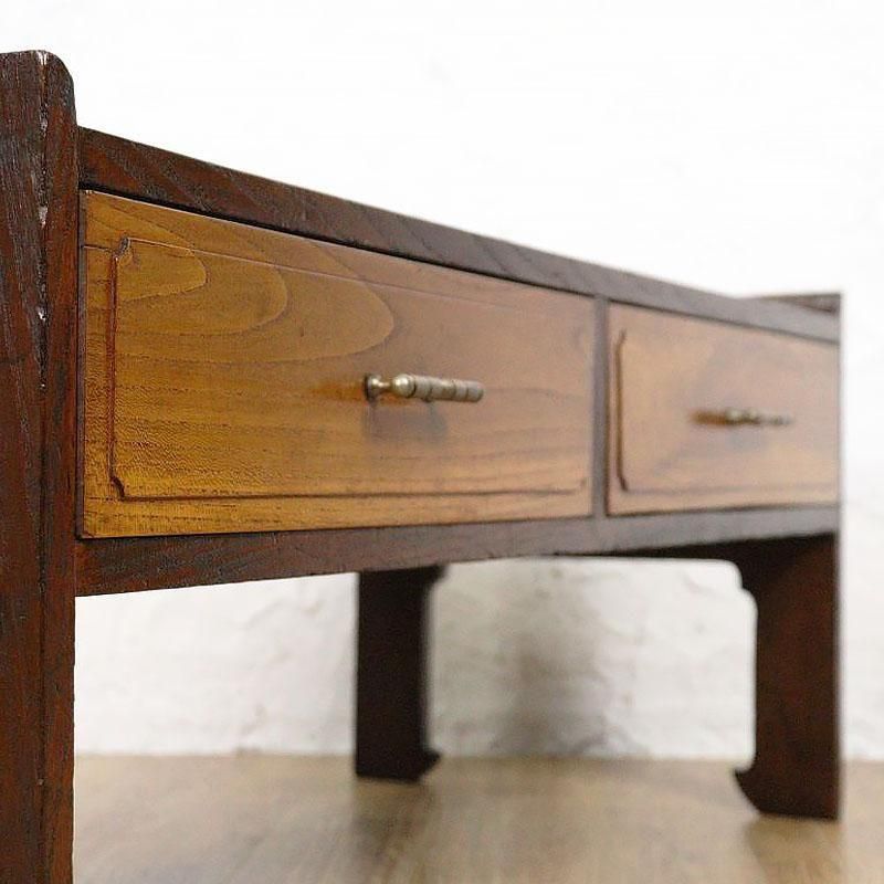 座机 昭和初期の桐とケヤキの和風引出し付きアンティーク