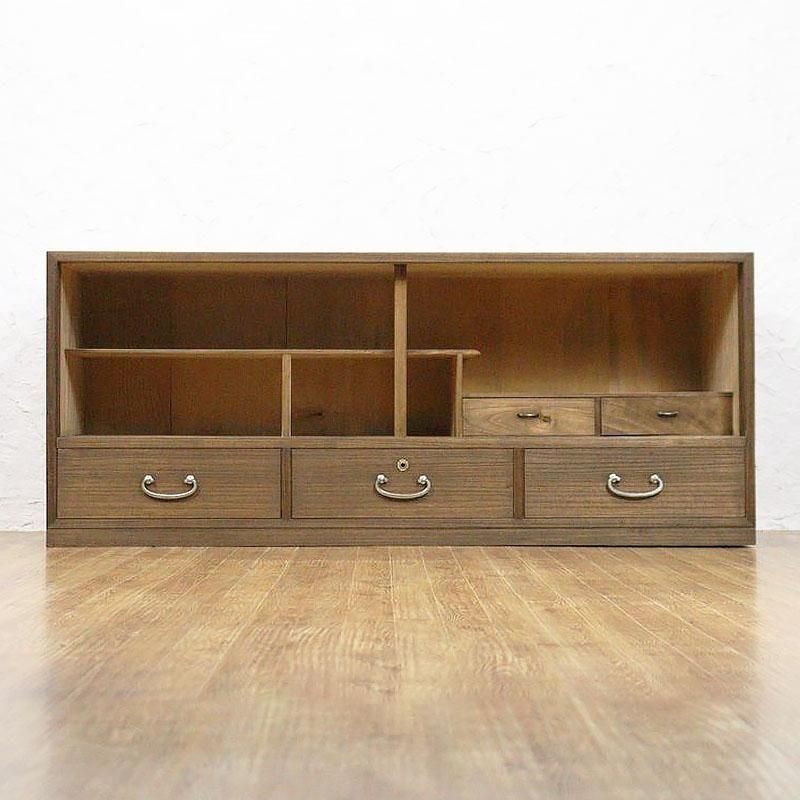 【メンテ済】アンティークの収納棚　ローボード　テレビ台　総桐　引出し3杯 楽天市場】テレビ台 民芸調 桐製 和風ローボード 幅100cm