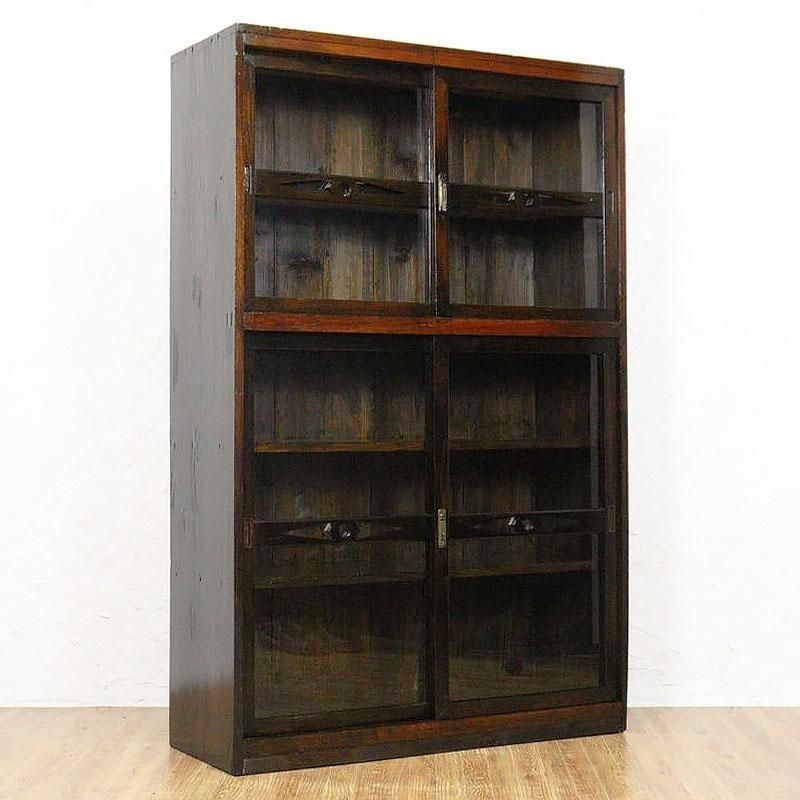 引戸食器棚 キャビネット 収納棚 飾り棚 大正 昭和 アンティーク