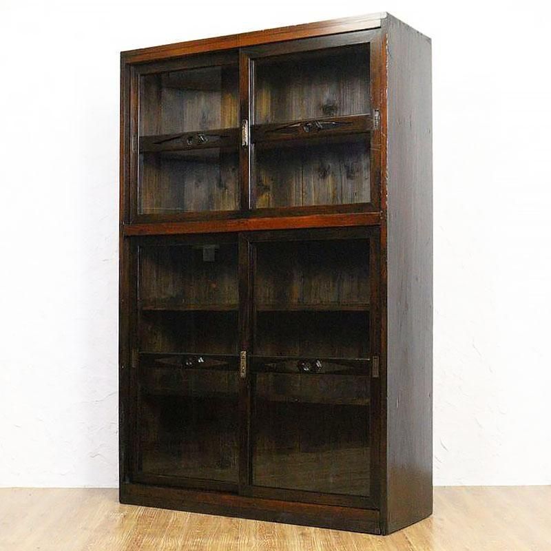 レトロ　アンティーク　古道具　古家具　昭和　大正　食器棚　本棚　飾り棚　シェルフ 昭和レトロな日本製アンティーク本棚