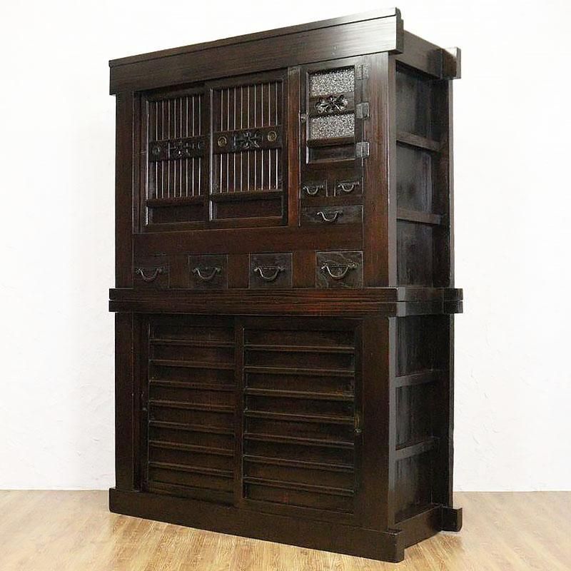 【状態良】『大型 陳列戸棚』 陳列棚 アンティーク 水屋箪笥 食器棚 状態良】『大型 陳列戸棚』 陳列棚 アンティーク 水屋箪笥 食器