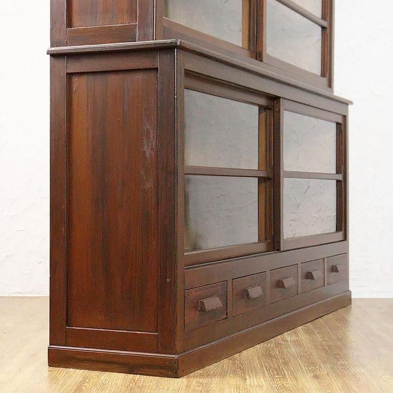 昭和レトロ　食器　水屋 一間引戸水屋食器棚昭和の重厚な杉製アンティーク