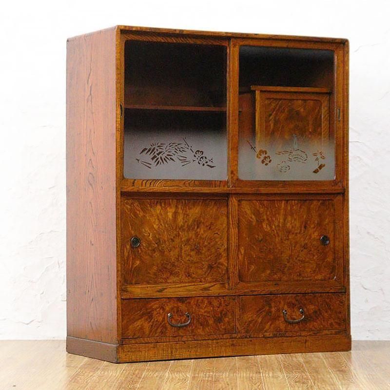 和箪笥 四尺 朱色 大正昭和初期 和モダン 桐製 アンティーク