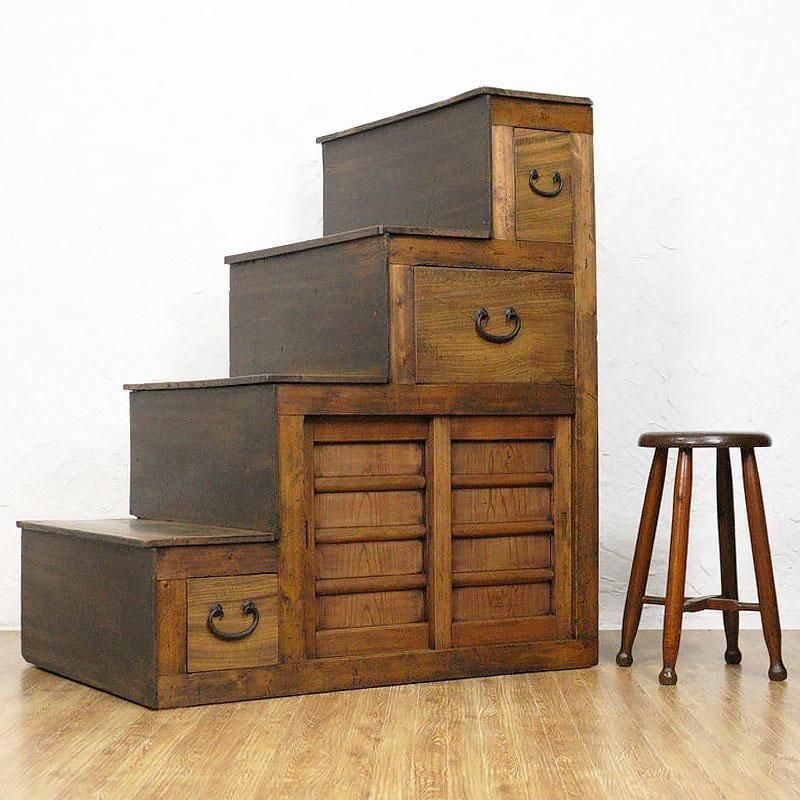 昭和古階段箪笥 昭和古階段箪笥 - メルカリ