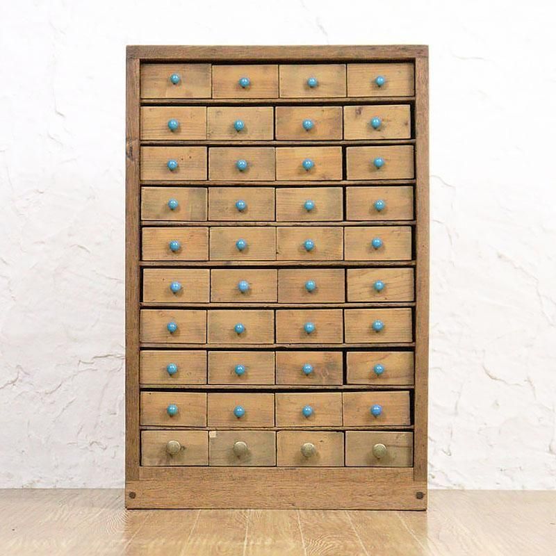 40杯 薬箪笥 引出しだらけ 日本製 アンティーク 昭和初期 和風