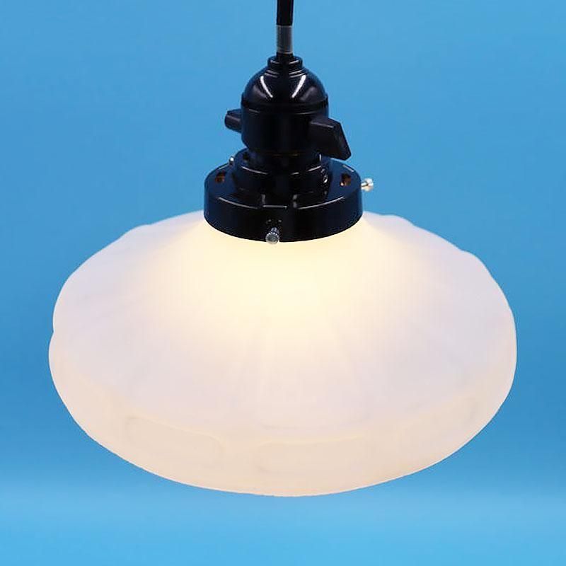 昭和レトロ 電笠 電傘 ランプシェード アールデコ 乳白ガラス ホワイト