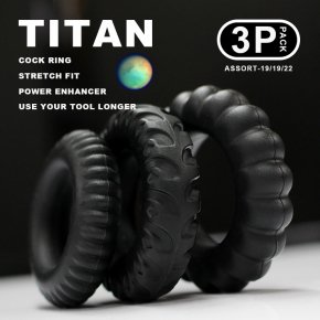 TITAN タイタン シリコンリング アソート 3Pセット 107 ペニスリング グランスリング