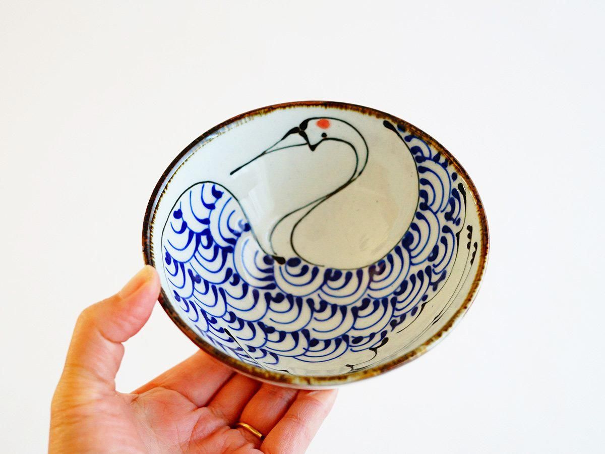 工房十鶴　魚柄　飯碗　ボウル くらわんか碗 鶴 φ12cm kotohogi（コトホギ）｜threetone