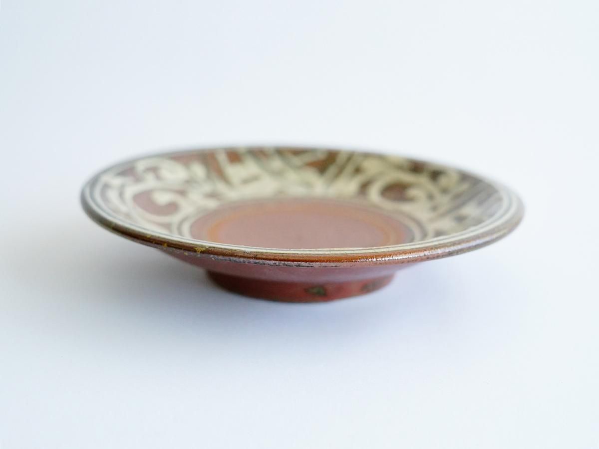 7寸皿 イッチン 波線（薪窯）｜ 田村窯 やちむん工房