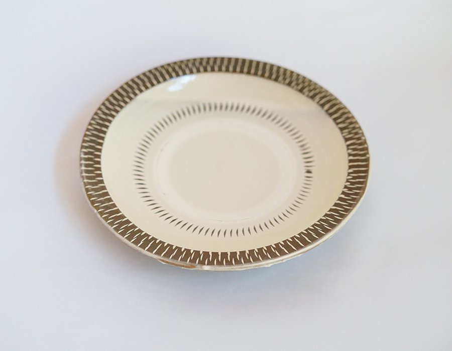 カレー皿8寸 フチ象嵌（カンナあり） 白 小袋製陶所 | threetone 