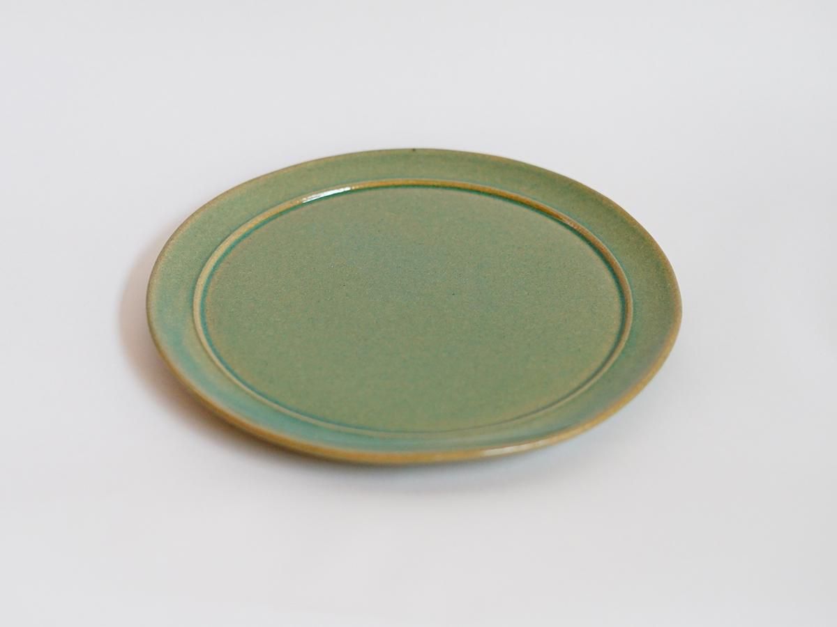 緑色の花模様陶器プレート aito製作所 プレート 9cm 角小皿 マーガリート 陶器 瀬戸焼 同色