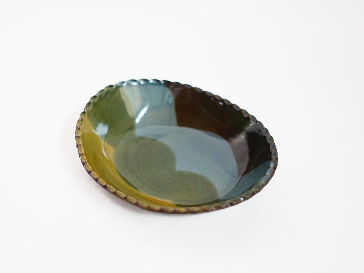 オーバルボウル L 21cm green×blue 佐川義乱｜threetone［online