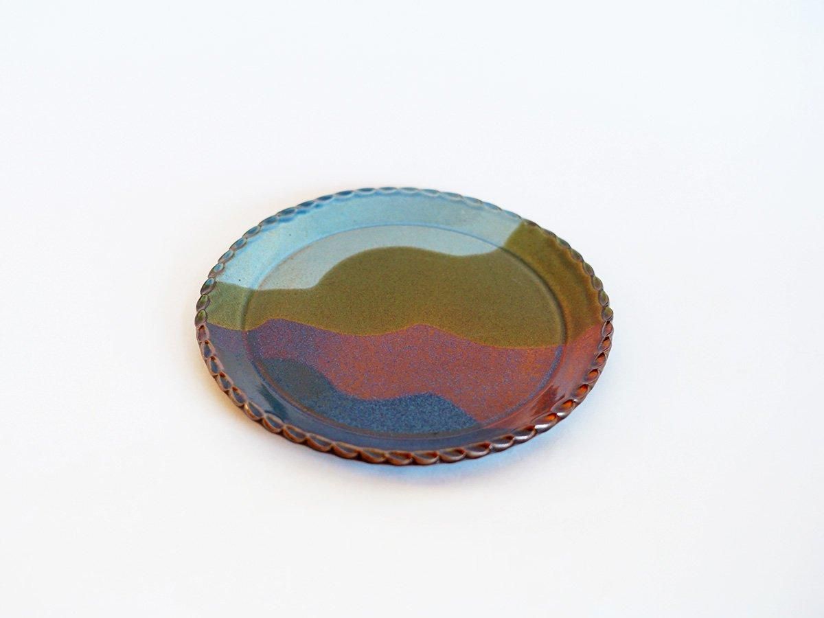 リムプレート M 19cm blue×brown 佐川義乱｜うつわと灯り