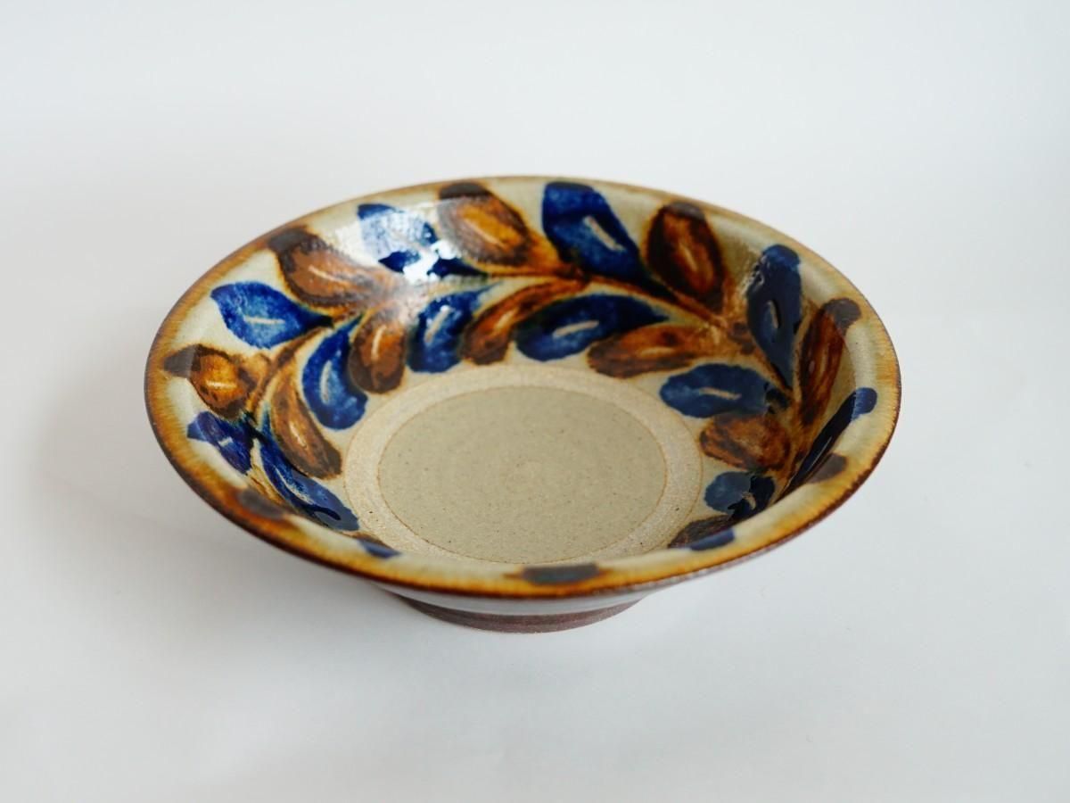 やちむん工房 田村窯のワンブー 7寸 点打 緑・呉須（鉢）| うつわと