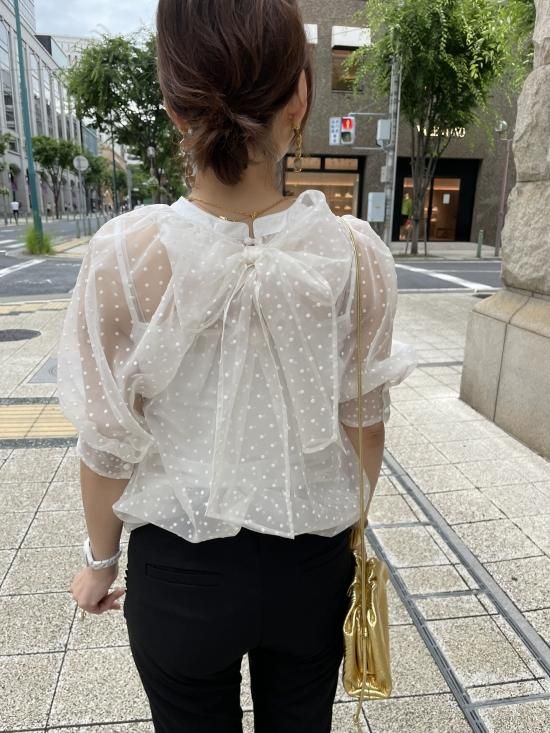 がいらっし】 イデアルーチェ♡オーガンジードットブラウス H6isW
