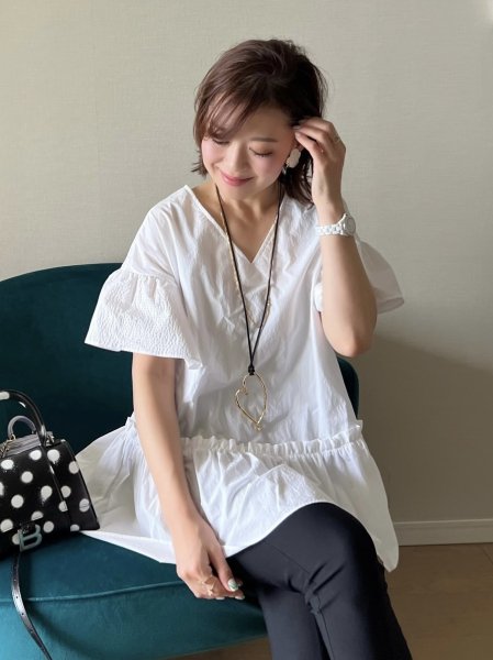 袖ステッチ blouse 【white】