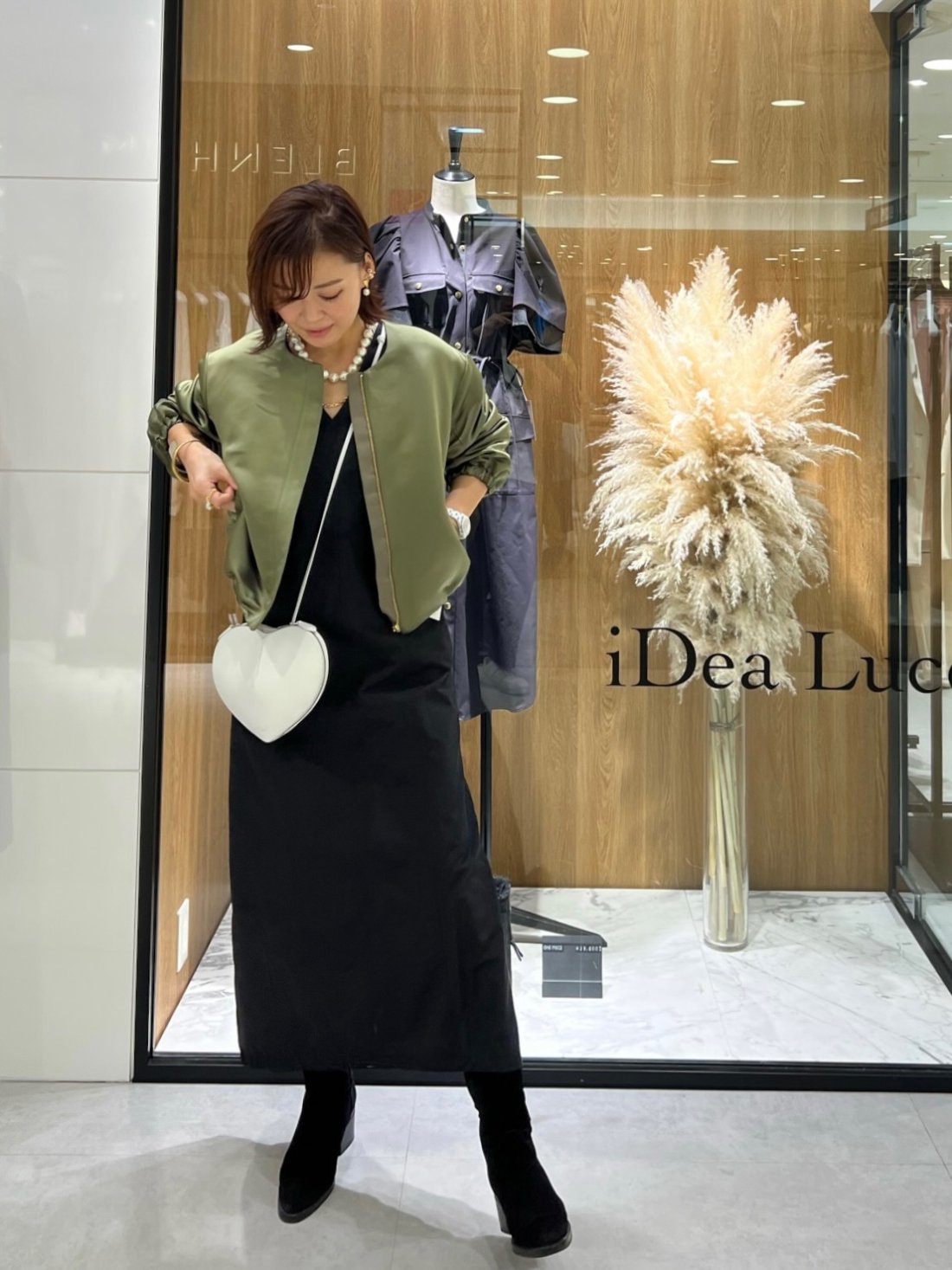 美品◎ idea luce イデアルーチェ バルーンサテンブルゾン アイボリー