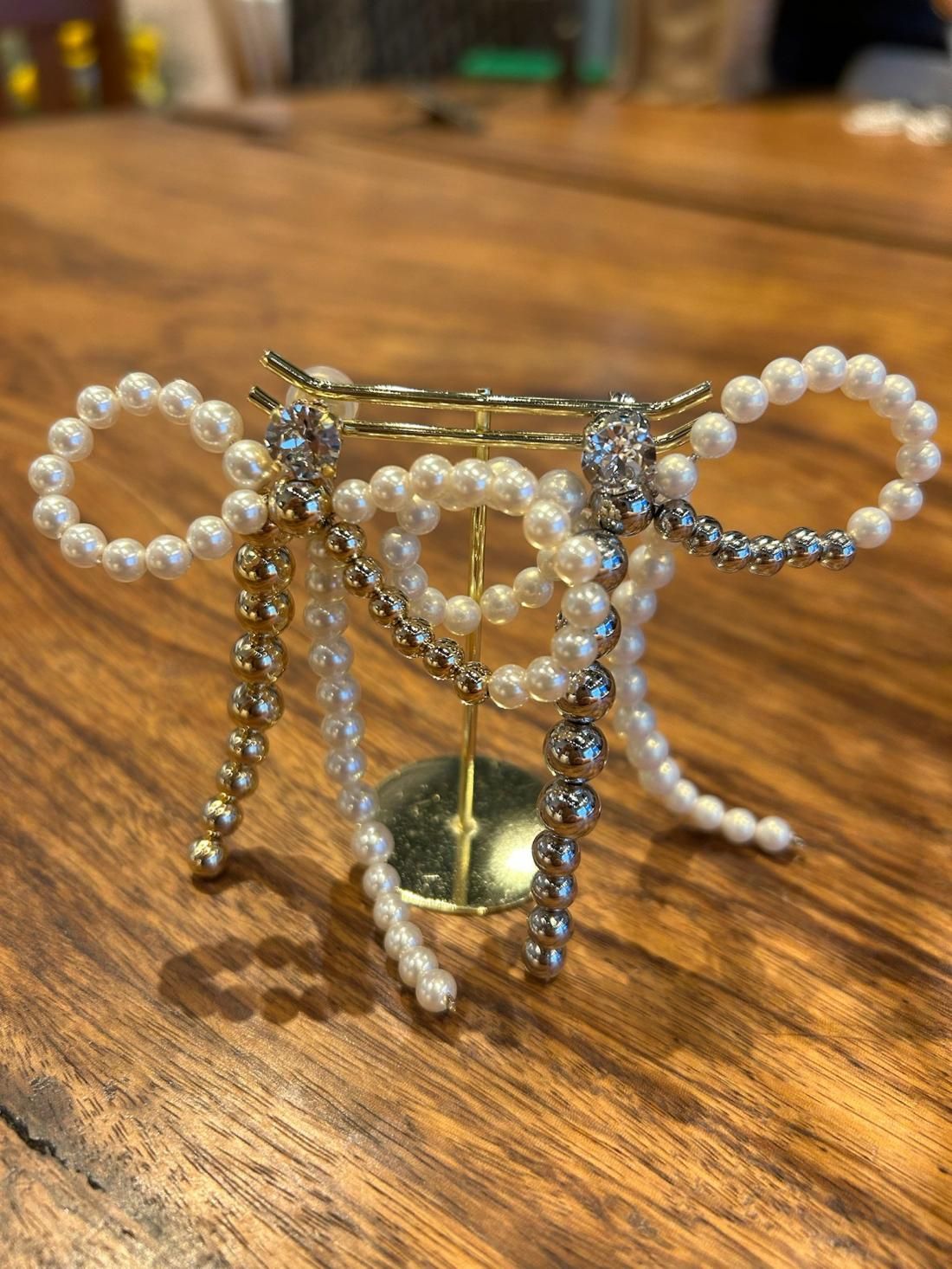 パールボールリボンピアス＆イヤリング