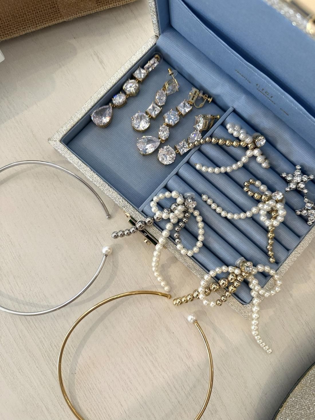 パールボールリボンピアス＆イヤリング