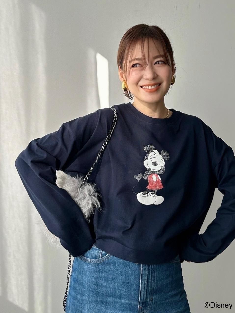マウジー×ディズニーストア限定 長袖Tシャツ ミッキー ネイビー