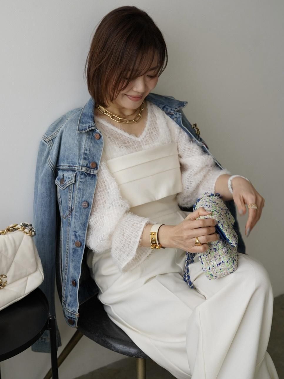 極美品　イデアルーチェ　ホワイトオールインワン ✨極美品 今季モデル イデアルーチェ ホワイトオールインワン