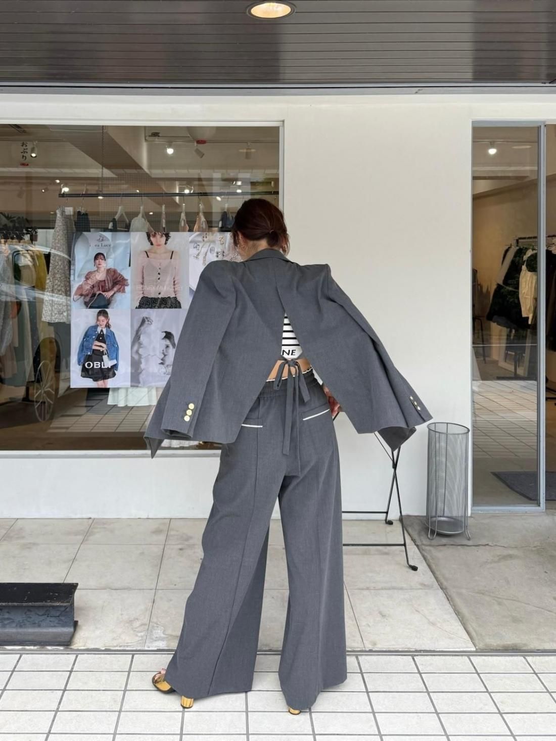 リボンリラックスパンツ 【ﾁｬｺｰﾙｸﾞﾚｰ】