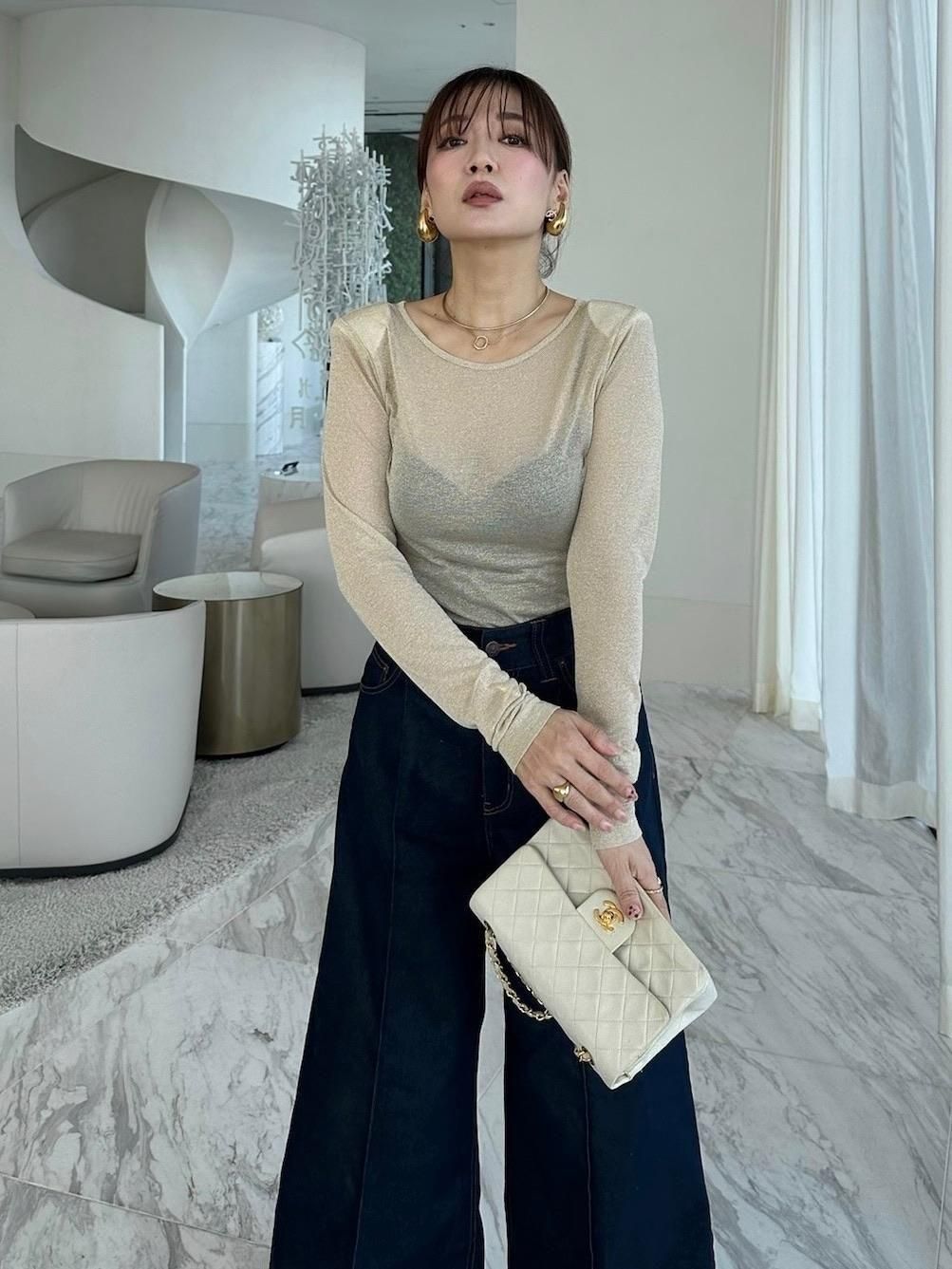 キラキラショルダーロンT【ｺﾞｰﾙﾄﾞ】