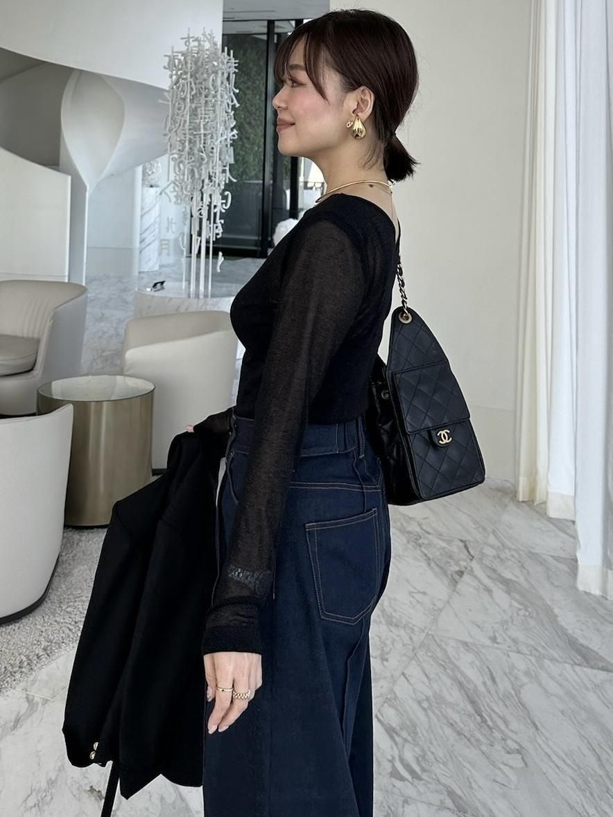 キラキラショルダーロンT【ﾌﾞﾗｯｸ】