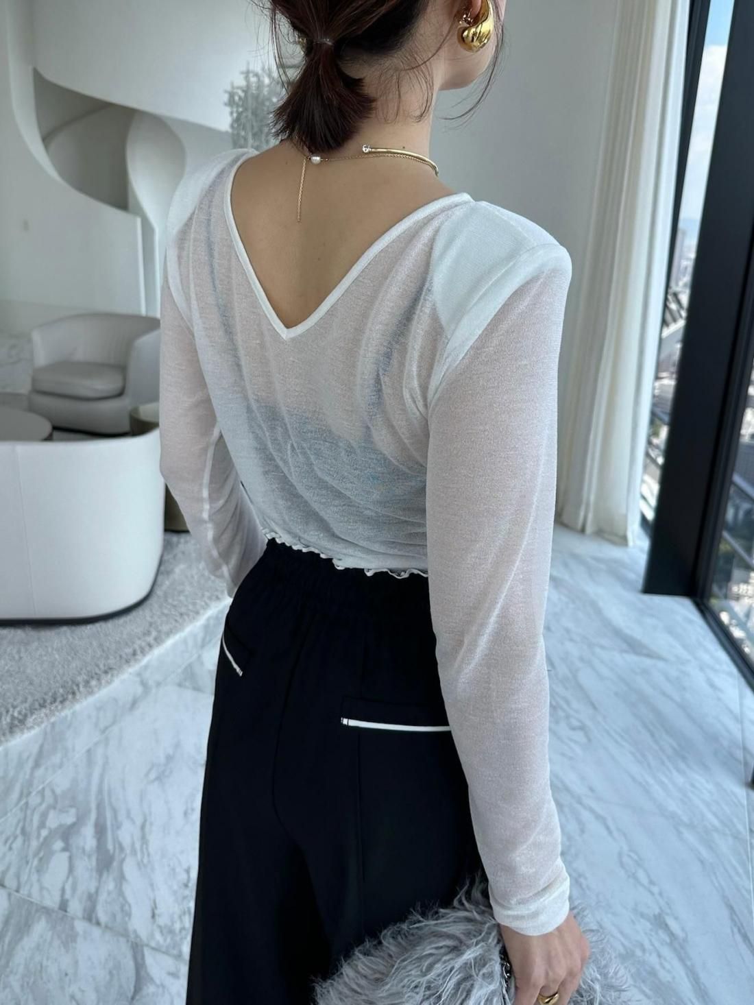 キラキラショルダーロンT【ﾎﾜｲﾄ】