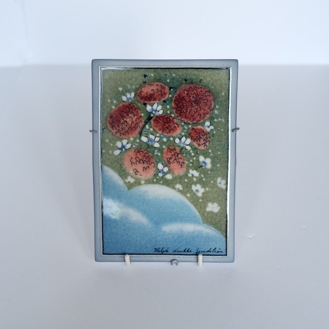 Arabia  Helja Liukko-Sundstrom / アラビア  ヘルヤ・リウッコ・スンドストロム　陶板　赤い花