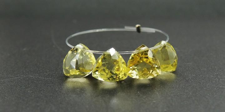 レモン水晶 トリリアントカット 4粒売り - 魔石屋.com