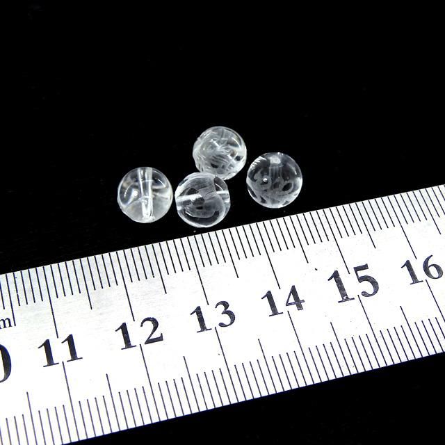 水晶 8mm丸珠彫り 四神 (4粒売り) - 魔石屋.com
