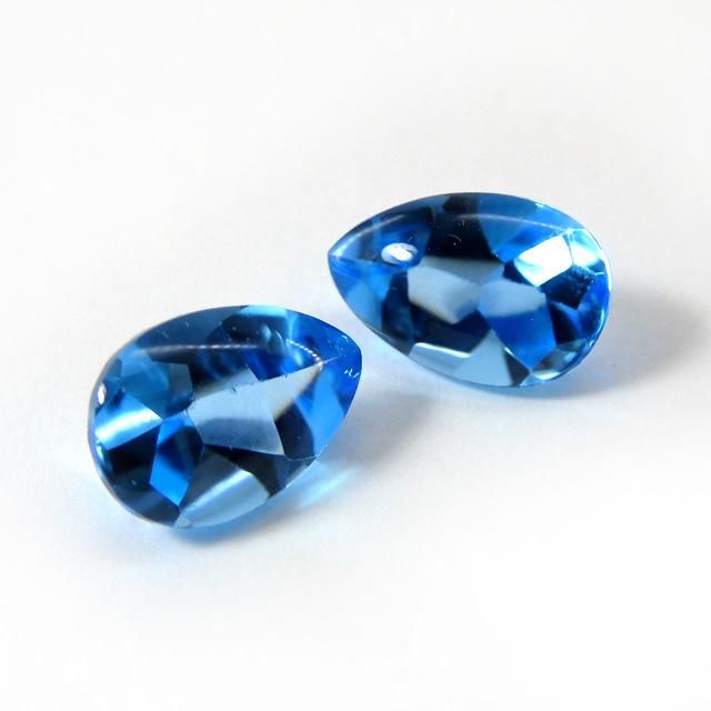 天然ペアシェイプ ルースセット2650 スイスブルートパーズ ペアシェイプ (バフトップ) ルース 2粒売り - 魔