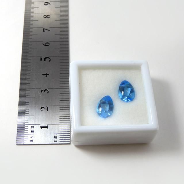 スイスブルートパーズ ペアシェイプ (バフトップ) ルース 2粒売り - 魔