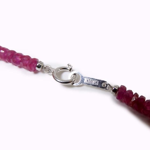 アクセサリー】 ルビー ボタンカット ネックレス K18WG - 魔石屋.com