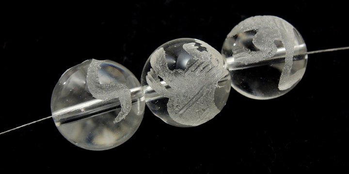 水晶 12mm丸珠 手彫り 白虎 (1粒売り)