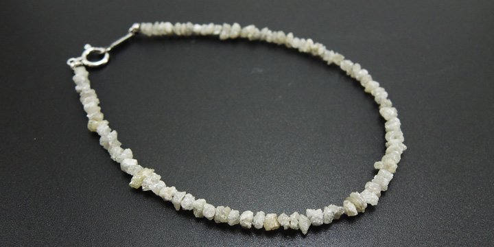 【アクセサリー】 ホワイトダイヤモンド 原石風 ブレスレット K18WG - 魔石屋.com