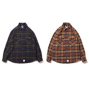 APPLEBUMCOTTON TWEED CHECK NEL SHIRT / LAST BROWN M