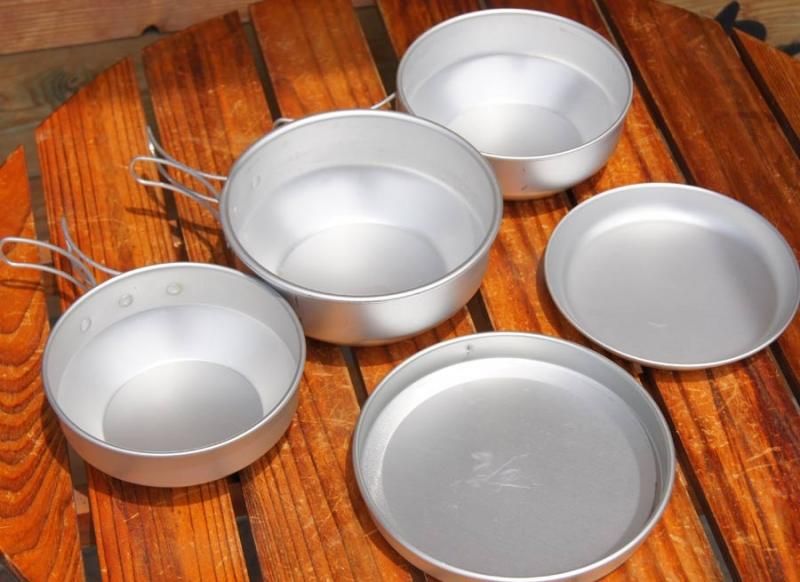 【翌日発送可能】 MORITA 中古アウトドア用品 | アルミ食器セット 森田製作所＞ 食器