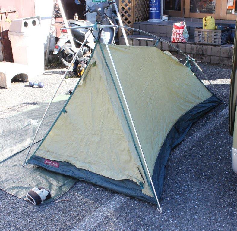 極美品 モンベル mont-bell テント 旧タイプ Moonlight Tent 1 ムーンライト1 グランドシート付き 山岳テント ソロ キャンプ アウトドア