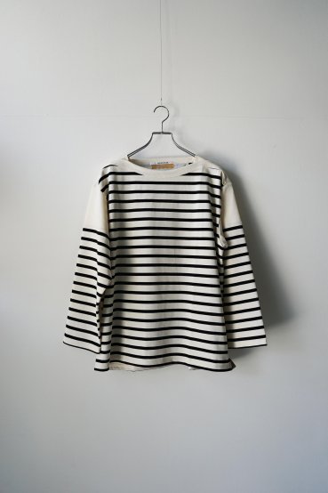 ANSNAM Riverrun　BOAT NECK L/S TEE（WHITE×BLACK） - Eins&Zwei