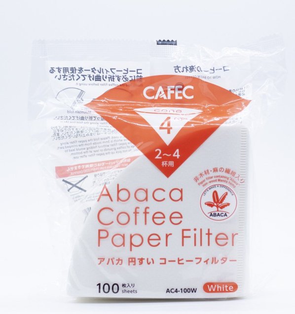 CAFEC コーヒーフィルター アバカ 円錐形　白 2〜4杯用 100枚入 AC4-100W　日本製