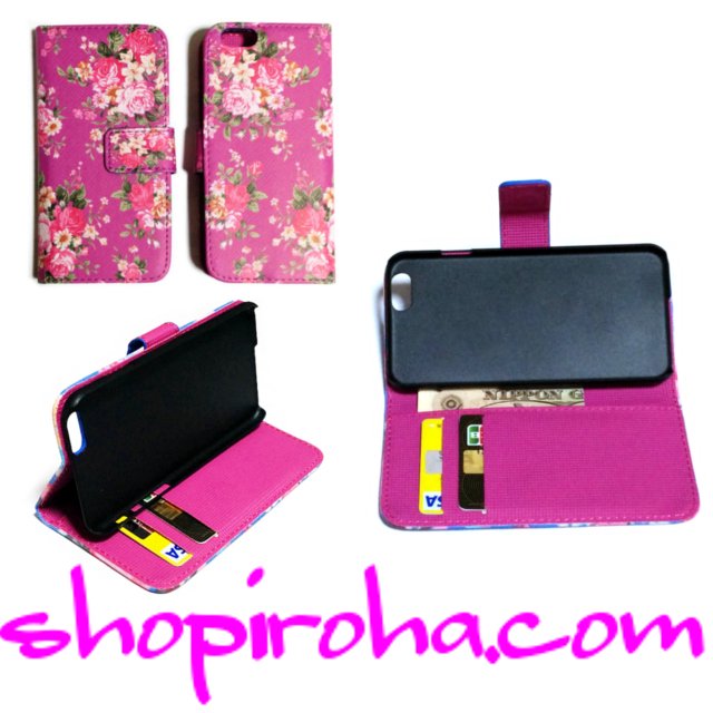 Iphone6 6sフリップレザーケース アイフォーン66sケース手帳型 アイホン6 6sカバー手帳型スマホケース 花柄ピンク色